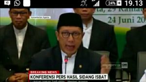 Pemerintah Tetapkan 1 Syawal 1439 H, Jatuh Hari Jumat 15 Juni 2018
