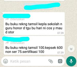 Pungutan Sertifikasi, Oknum Disdik Mesuji Malah Cari Penyebar Pesan WA