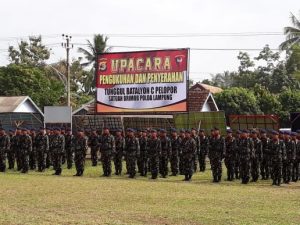 Kapolres Lampura Apresiasi Pengukuhan Batalyon C Pelopor Brimob