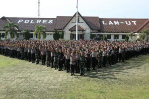 Polres dan Kodim Lampura Apel Pergeseran Pengamanan Pemilu