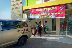 Hari Bhayangkara Ke-73, TNI dan Polri Mesuji Donor Darah