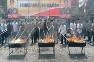 Polda Lampung Musnahkan 102 kg Sabu, 11.748 Ekstasi dan 50,9 kg Ganja Senilai 175 M