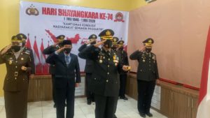 Hari Bhayangkara ke-74, Polres Lampung Utara Gelar Upacara Secara Virtual