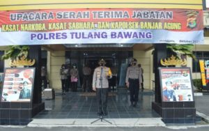 Polres Tulang Bawang Gelar Upacara Sertijab Dua Kasat dan Satu Kapolsek