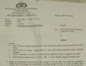 Proses Penyidikan Kasus Penganiayaan Kaur Desa Kamplas Baru Dilimpahkan ke Kejari Lampura