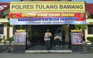 Polres Tulang Bawang Gelar Upacara Sertijab Kasat Polair dan Kapolsek Rawa Pitu
