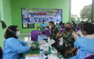 Seluruh Anggota TNI AD di Kabupaten Mesuji Melaksanakan Vaksinasi Covid 19
