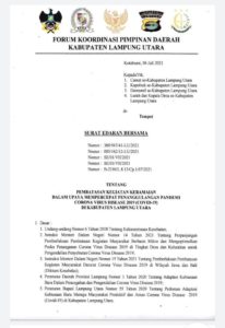 Ini Surat Edaran Pembatasan Kegiatan Masyarakat Lampung Utara