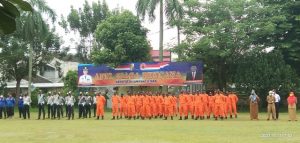 Bupati Lampung Utara H. Budi Utomo Pimpin Apel Gelar Pasukan Siaga Bencana