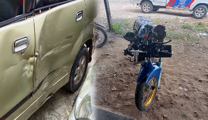 satlantas Polres Tulang Bawang Olah TKP Tabrakan Mobil dengan Motor