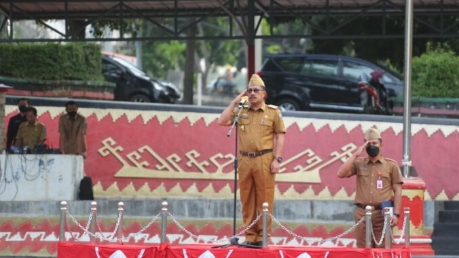 Sekda Lampung Selatan Pimpin Apel Mingguan, Mengharapkan Meningkatkan Kedisiplinan ASN Dan THLS
