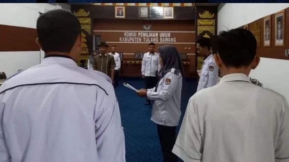 KPU Kabupaten Tulang Bawang Gelar Apel Rutin Hadapi Pemilu 2024