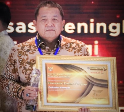 Gubernur Arinal Djunaidi Terima Penghargaan  Kemendagri, Sebagai Salah Satu Provinsi Dengan Realisasi APBD Tertinggi Tahun 2021