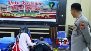 Jelang HUT Bhayangkara Ke -76 Polres Tubaba Gelar Bhakti Kesehatan Donor Darah