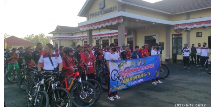 Semarak HUT Bhayangkara ke-76, Polres Pesawaran Gelar Fun Bike