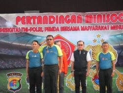 Polda Lampung Bersama TNI Gelar Turnamen Mini soccer Sambut HUT TNI ke-77