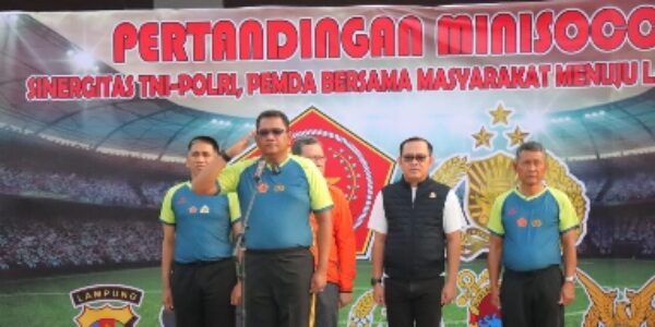 Polda Lampung Bersama TNI Gelar Turnamen Mini soccer Sambut HUT TNI ke-77
