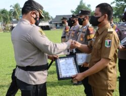 Kapolres Lamtim Pimpin Upacara Pemberian Penghargaan Dan Pemberhentian Tidak Dengan Hormat