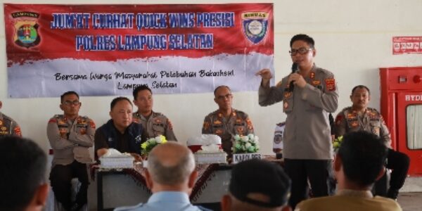 Jelang Mudik lebaran, Kapolres Lampung Selatan Pimpin Jum’at Curhat Di Pelabuhan Bakauheni