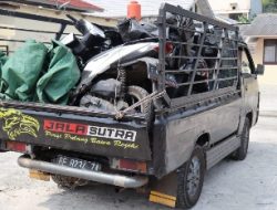 Satlantas Polres Pringsewu, Amankan Pic Up Bermuatan 6 Sepeda Motor Tanpa Kelengkapan
