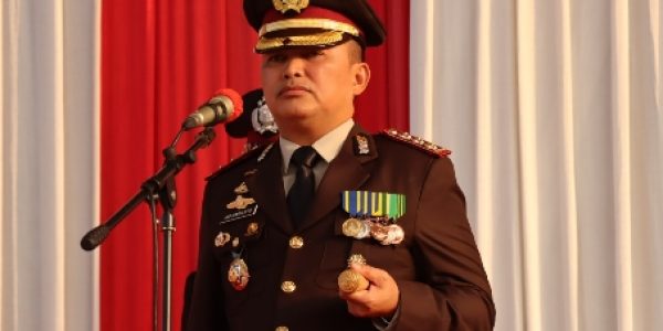 Kapolresta Bandar Lampung Pimpin Upacara Penurunan Bendera HUT Kemerdekaan RI Ke 78