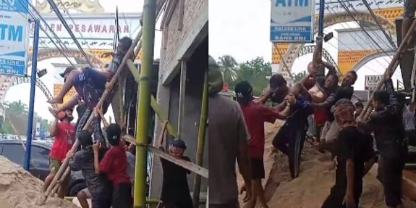 Viral..Seorang Pria Tersengat Listrik Dekat Jembatan Gedongtataan Pesawaran saat Hujan Rintik