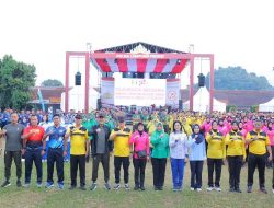 Semarak Hari Bhayangkara Ke 78, Polda Lampung Gelar Olahraga Bersama TNI-Polri
