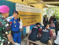 Polres Tanggamus Kawal Distribusi Bahan Pokok Pasar Murah Artha Graha Peduli di Pekon 3T Pematang Sawa