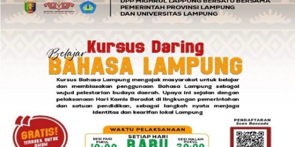 Dukung Hari Kamis Beradat, Mighrul Lampung Bersatu dan Unila Hadirkan Kursus Daring Bahasa Lampung Gratis